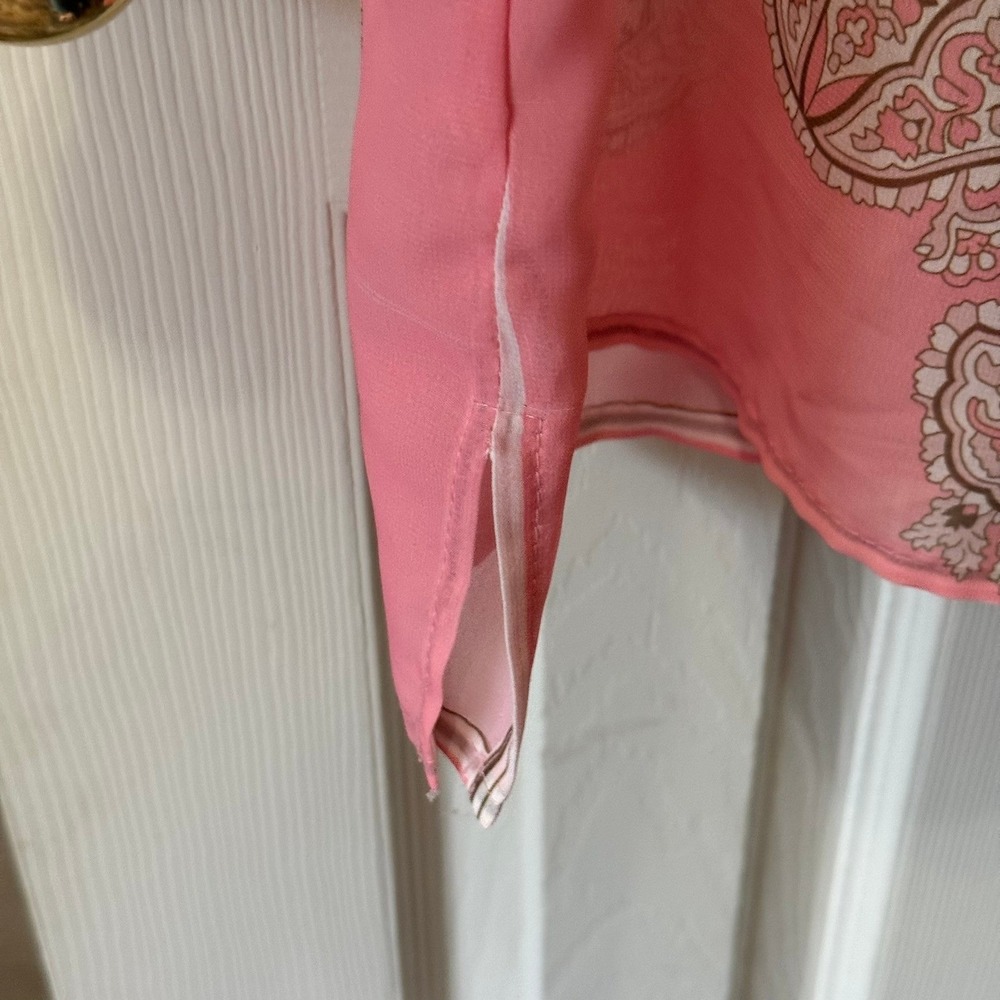 Joseph Ribkoff Sheer Pink Paisley Tunic Blouse Top 3/4 Sleeve Keyhole Size 12 - Picture 11 of 14